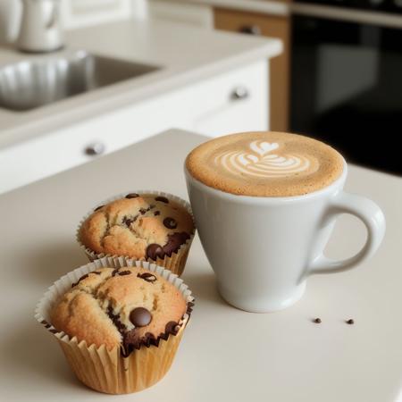 00001-2926921179-a hot coffee cup and chocolat chip muffins, on a kitchen counter.jpg